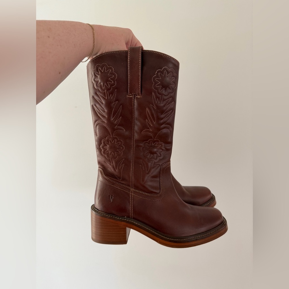 Free People x FRYE Kate Deco Stich Boots, Brown, NWOT, size 8B - Picture 4 of 9
